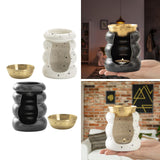 Maxbell Ceramic Essential Oil Burner Gift Tealight Candle Holder for Party Home Yoga White Black Dot