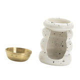 Maxbell Ceramic Essential Oil Burner Gift Tealight Candle Holder for Party Home Yoga White Black Dot