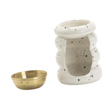 Maxbell Ceramic Essential Oil Burner Gift Tealight Candle Holder for Party Home Yoga White Black Dot