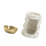 Maxbell Ceramic Essential Oil Burner Gift Tealight Candle Holder for Party Home Yoga White Black Dot