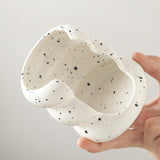 Maxbell Ceramic Essential Oil Burner Gift Tealight Candle Holder for Party Home Yoga White Black Dot