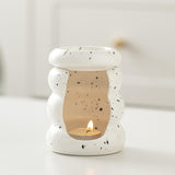 Maxbell Ceramic Essential Oil Burner Gift Tealight Candle Holder for Party Home Yoga White Black Dot