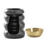 Maxbell Ceramic Essential Oil Burner Gift Tealight Candle Holder for Party Home Yoga Black