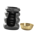 Maxbell Ceramic Essential Oil Burner Gift Tealight Candle Holder for Party Home Yoga Black