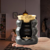 Maxbell Ceramic Essential Oil Burner Gift Tealight Candle Holder for Party Home Yoga Black