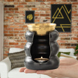Maxbell Ceramic Essential Oil Burner Gift Tealight Candle Holder for Party Home Yoga Black