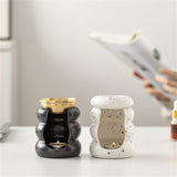Maxbell Ceramic Essential Oil Burner Gift Tealight Candle Holder for Party Home Yoga Black
