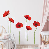 Maxbell Red Flower Wall Decal Elegant Floral Wall Decor for Living Room Home Nursery