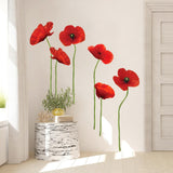 Maxbell Red Flower Wall Decal Elegant Floral Wall Decor for Living Room Home Nursery