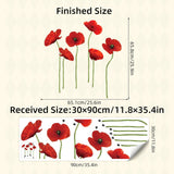 Maxbell Red Flower Wall Decal Elegant Floral Wall Decor for Living Room Home Nursery