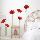 Maxbell Red Flower Wall Decal Elegant Floral Wall Decor for Living Room Home Nursery