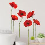 Maxbell Red Flower Wall Decal Elegant Floral Wall Decor for Living Room Home Nursery