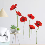Maxbell Red Flower Wall Decal Elegant Floral Wall Decor for Living Room Home Nursery