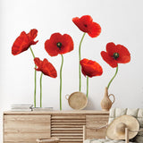 Maxbell Red Flower Wall Decal Elegant Floral Wall Decor for Living Room Home Nursery