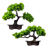 Maxbell Artificial Bonsai Tree Desk Display Plants Indoor for Desk Living Room Table Double pine