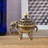 Maxbell Metal Elephant Incense Holder Small Vintage for Living Room Desktop Tea Room