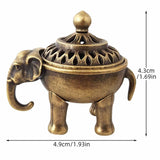 Maxbell Metal Elephant Incense Holder Small Vintage for Living Room Desktop Tea Room