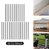 26Pcs Deck Balusters Round Sturdy with Screws Heavy Duty Deck Stair Spindles 26inch
