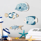 Maxbell 4Pcs Wooden Fish Coastal Decor Set Home Hotel Hanging Coastal Wall Art Decor