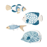 Maxbell 4Pcs Wooden Fish Coastal Decor Set Home Hotel Hanging Coastal Wall Art Decor