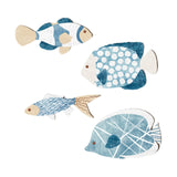 Maxbell 4Pcs Wooden Fish Coastal Decor Set Home Hotel Hanging Coastal Wall Art Decor