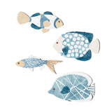 Maxbell 4Pcs Wooden Fish Coastal Decor Set Home Hotel Hanging Coastal Wall Art Decor