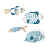 Maxbell 4Pcs Wooden Fish Coastal Decor Set Home Hotel Hanging Coastal Wall Art Decor