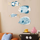 Maxbell 4Pcs Wooden Fish Coastal Decor Set Home Hotel Hanging Coastal Wall Art Decor