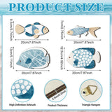 Maxbell 4Pcs Wooden Fish Coastal Decor Set Home Hotel Hanging Coastal Wall Art Decor