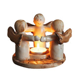 Maxbell Cartoon Angel Tea Light Candle Holder Resin Statue for Bookshelf Dining Room