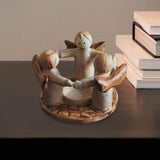 Maxbell Cartoon Angel Tea Light Candle Holder Resin Statue for Bookshelf Dining Room