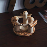 Maxbell Cartoon Angel Tea Light Candle Holder Resin Statue for Bookshelf Dining Room