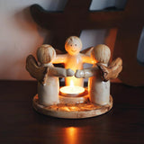 Maxbell Cartoon Angel Tea Light Candle Holder Resin Statue for Bookshelf Dining Room