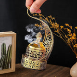 Maxbell Incense Burner Art Easy to Clean Metal Home Decor for Tabletop Hotel Parties with Clip