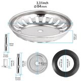 Maxbell Kitchen Sink Drain Strainer Sleek Drain Cover Sink Plug for Restaurant Hotel 8.4cm