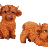 Maxbell 2 Pieces Highland Cow Figurines Cute Collection for Living Room Bedroom Desk