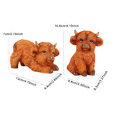 Maxbell 2 Pieces Highland Cow Figurines Cute Collection for Living Room Bedroom Desk