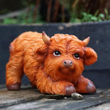 Maxbell 2 Pieces Highland Cow Figurines Cute Collection for Living Room Bedroom Desk
