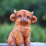 Maxbell 2 Pieces Highland Cow Figurines Cute Collection for Living Room Bedroom Desk