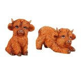 Maxbell 2 Pieces Highland Cow Figurines Cute Collection for Living Room Bedroom Desk