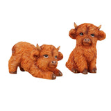 Maxbell 2 Pieces Highland Cow Figurines Cute Collection for Living Room Bedroom Desk
