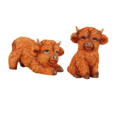 Maxbell 2 Pieces Highland Cow Figurines Cute Collection for Living Room Bedroom Desk