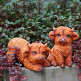Maxbell 2 Pieces Highland Cow Figurines Cute Collection for Living Room Bedroom Desk