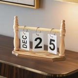 Maxbell Desk Calendar Ideal Gift Small Standing Flip Calendar for School Home Office Khaki
