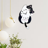 Maxbell Cartoon Cat Wall Clock Modern Cute Home Decoration for Dining Room Cafe Shop 30cmx40cm with Swing Tail