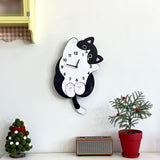 Maxbell Cartoon Cat Wall Clock Modern Cute Home Decoration for Dining Room Cafe Shop 30cmx40cm with Swing Tail