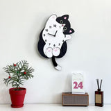 Maxbell Cartoon Cat Wall Clock Modern Cute Home Decoration for Dining Room Cafe Shop 30cmx40cm with Swing Tail