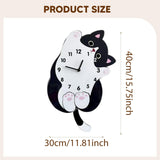 Maxbell Cartoon Cat Wall Clock Modern Cute Home Decoration for Dining Room Cafe Shop 30cmx40cm with Swing Tail