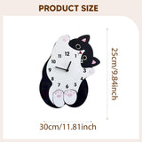 Maxbell Cartoon Cat Wall Clock Modern Cute Home Decoration for Dining Room Cafe Shop 30cmx36cm No Swing Tail