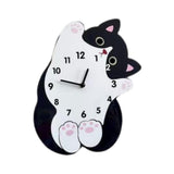 Maxbell Cartoon Cat Wall Clock Modern Cute Home Decoration for Dining Room Cafe Shop 30cmx36cm No Swing Tail